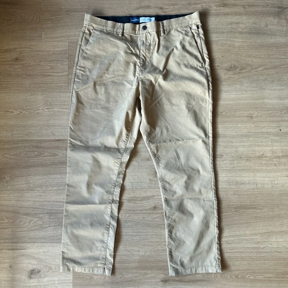Old Navy Ultimate Tech Slim Chino Pants Mens 36x30 Khaki Tan Built-In Flex